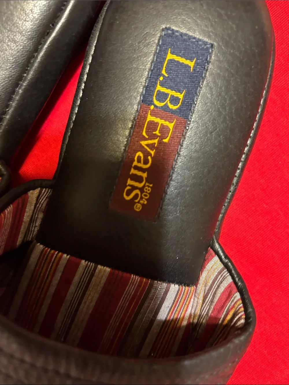 L.B. Evans Black Pebble Leather Slide Slippers